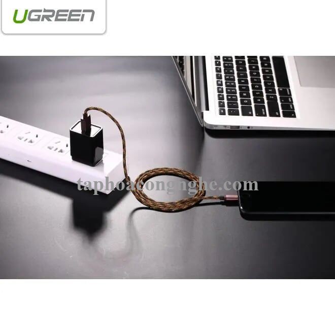 Ugreen 40688 0.5M màu Nâu Cáp Lightning sạc + truyền dữ liệu cho iPhone US247 30040688
